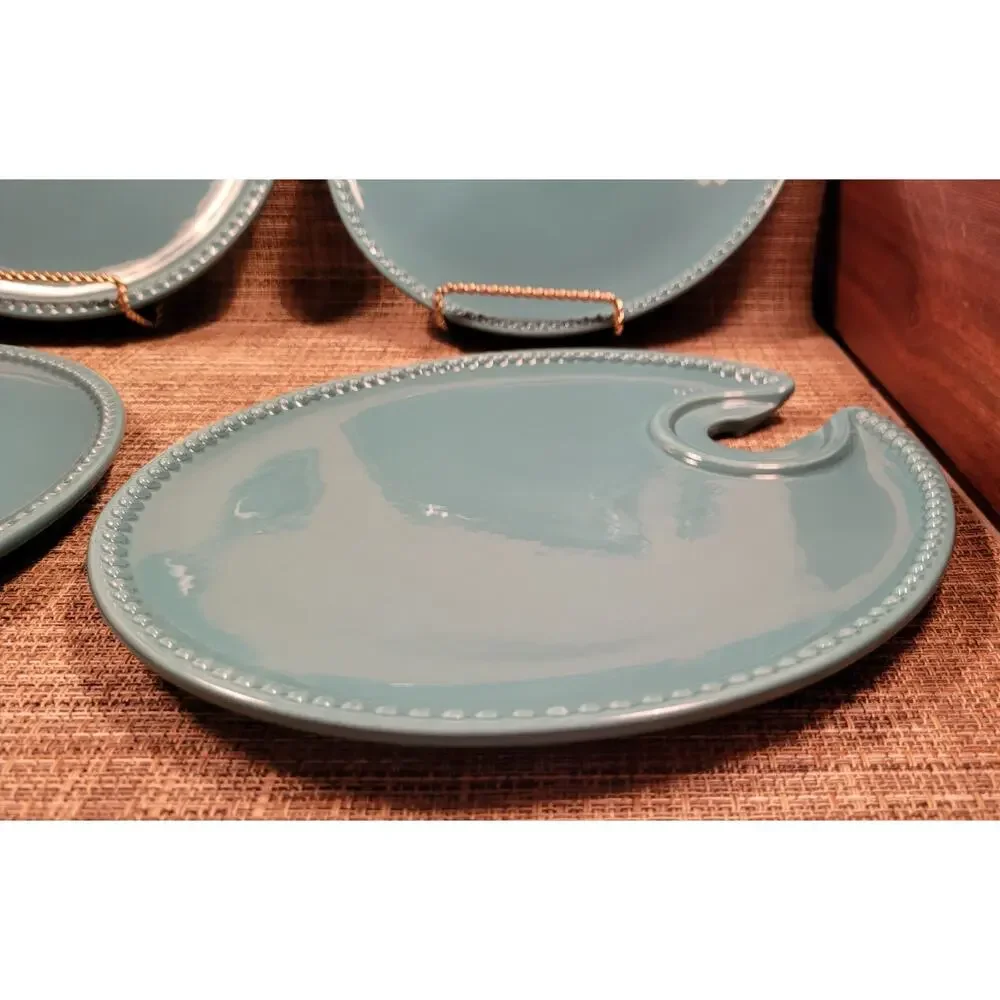 Pavillion Aqua Snack Plates Set Of 4, A Princess House Exclusive